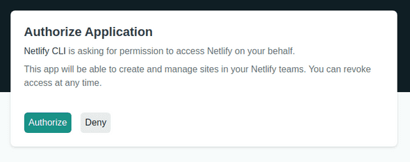 netlify-cli authorization request