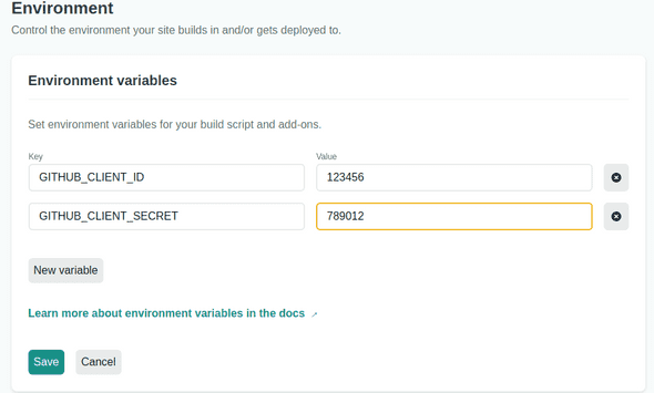 Netlify environment variables